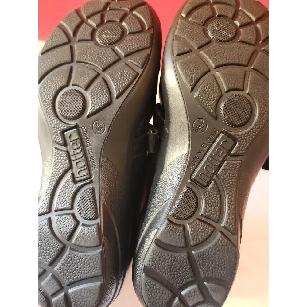 Hotter Women's u.s. 7.5 Black Leather Mary Jane Comfort Shoes Made in England